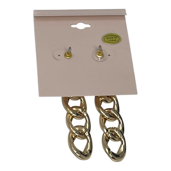Daisy Fuentes Gold Tone Hoop and Crystal Chain Link Earrings Set (2 Pairs NWT) - Picture 4 of 6